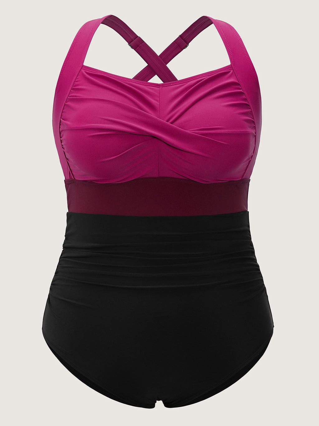 Contrast Twist Front Tummy-Control One Piece Swimsuit