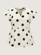 Polka Dots Ruffled Sleeve Flowy Blouse
