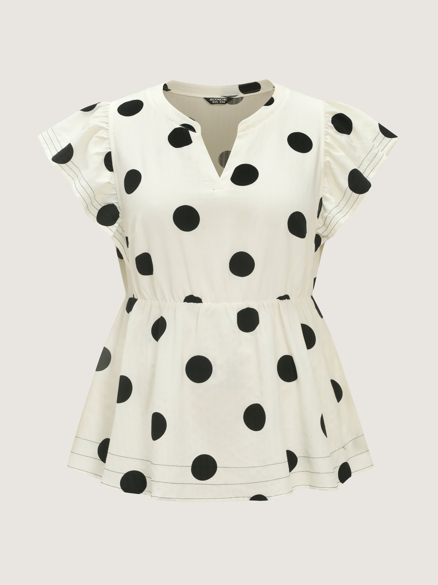 Polka Dots Ruffled Sleeve Flowy Blouse