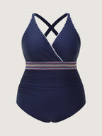 Embroidered Edges Ruched One-Piece Swimsuit