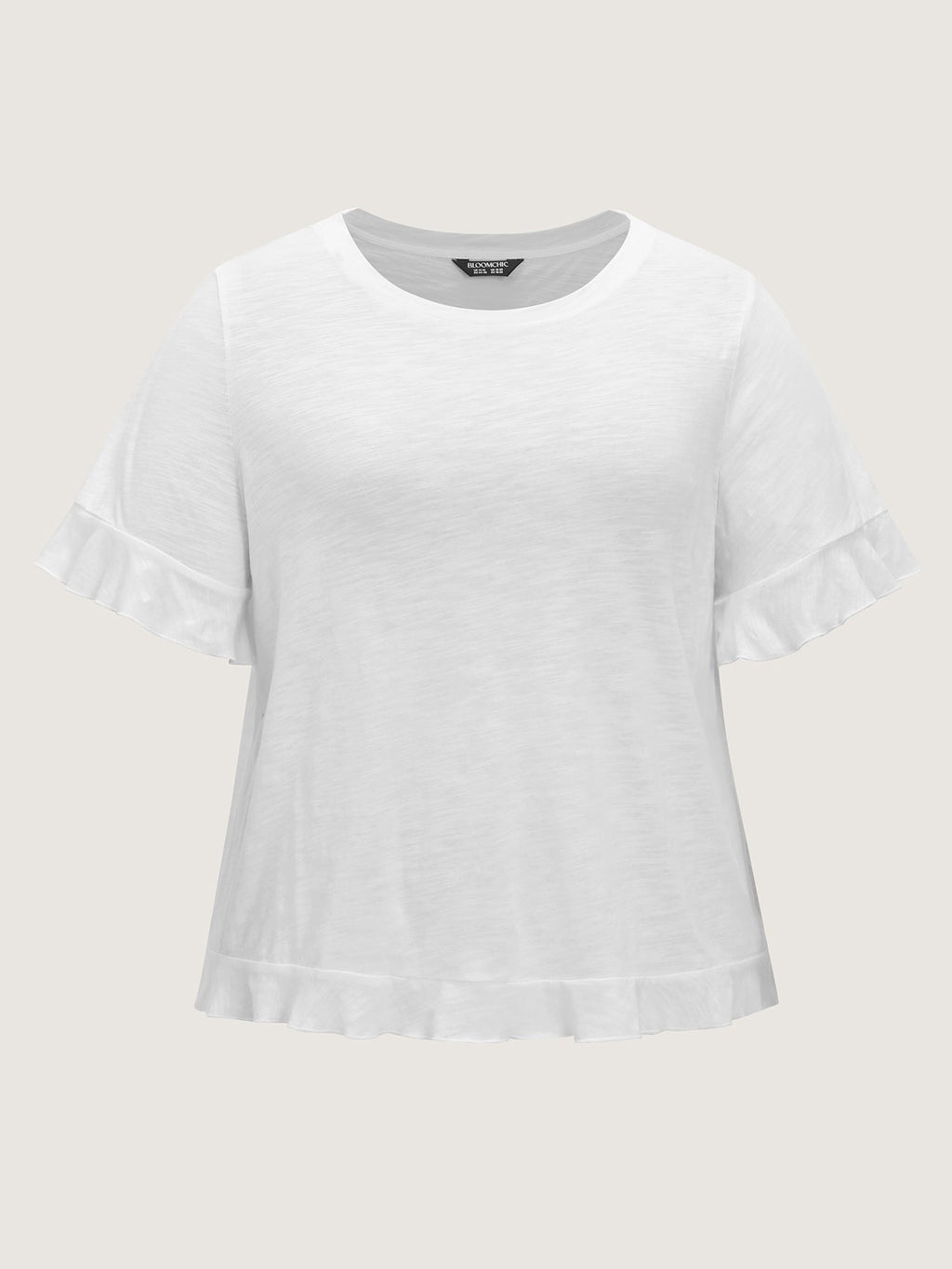 Cotton Overlap Back Ruffled T-Shirt