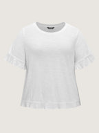 Cotton Overlap Back Ruffled T-Shirt