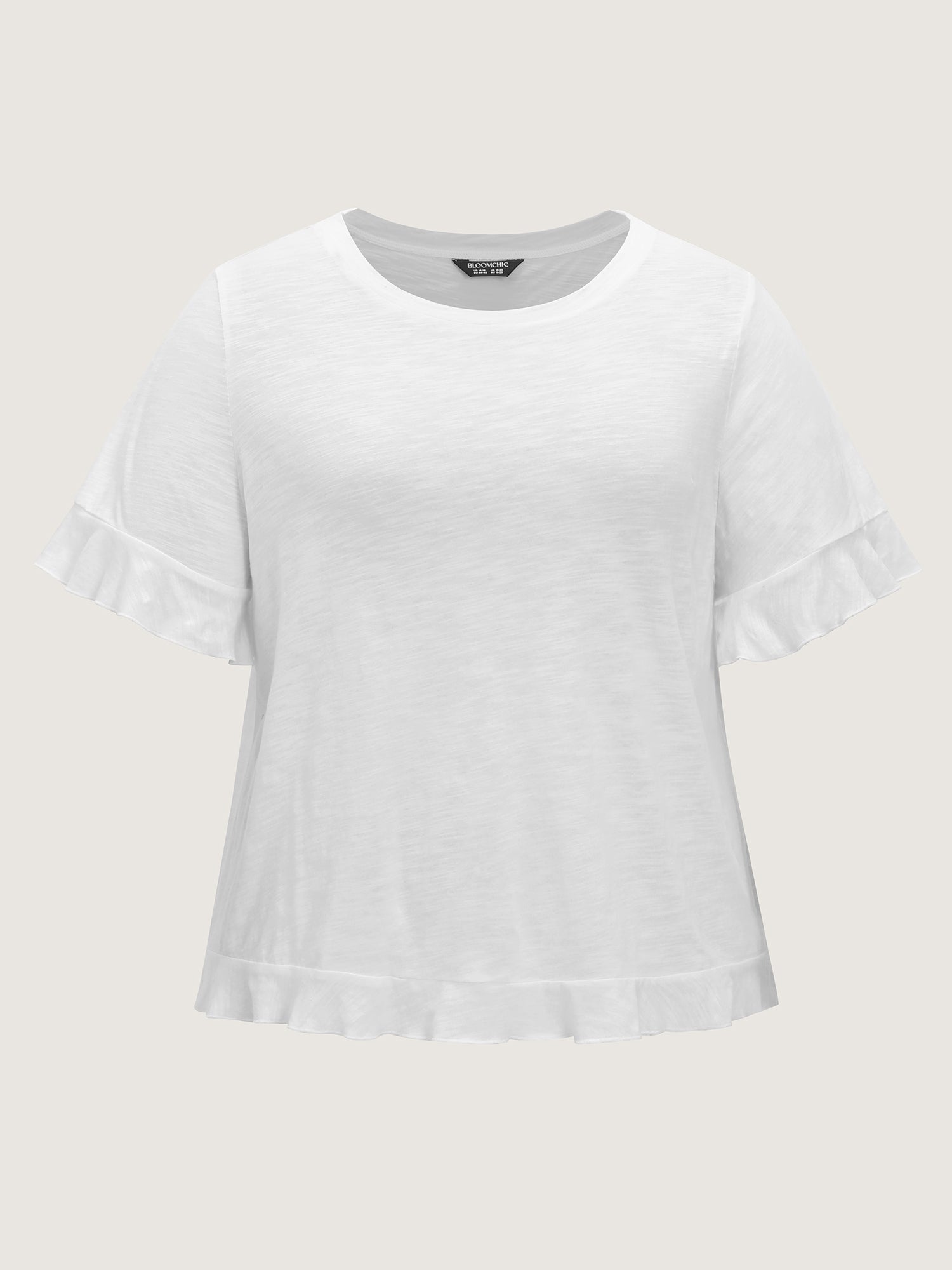 Cotton Overlap Back Ruffled T-Shirt