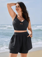 Full-Hip Coverage Pockets Spliced Swim Shorts