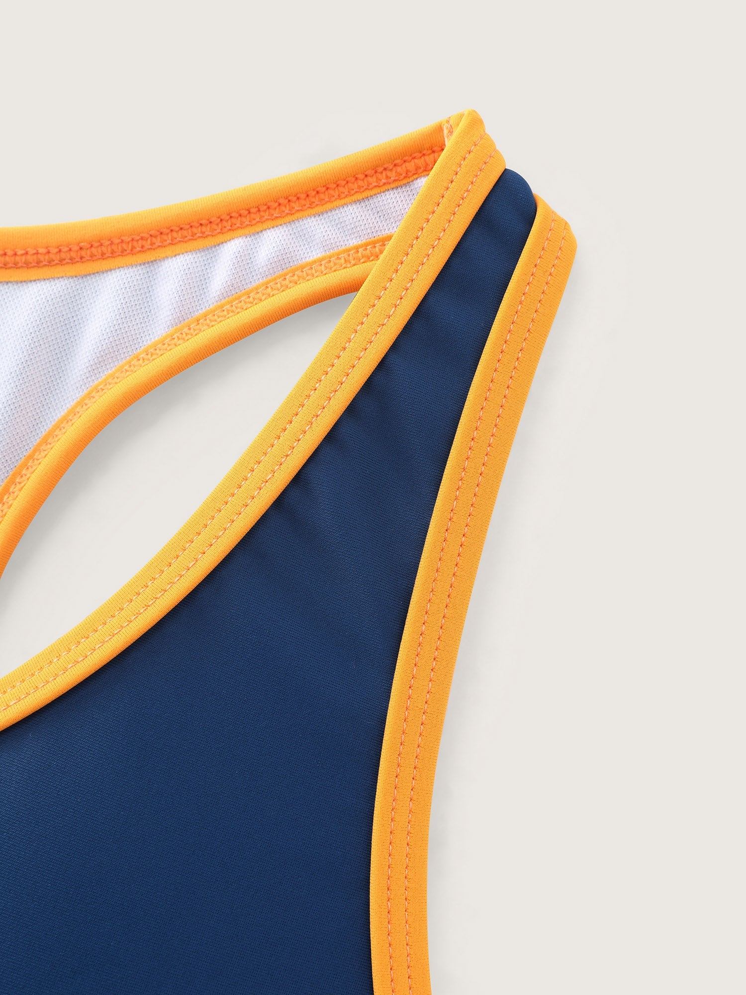 Colorblock Round Neck Bikini Top