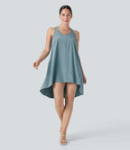 BreezefulTM RacerPocket High Low Flowy Mini Quick Dry Casual Dress-D/DD/DDD/F Cups