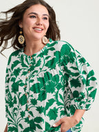 Sweet Floral Print Button Front Blouse