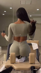 Women's Spring/Summer Yoga Fitness T-shirt Hip-lifting Flared Pants Sports Suit