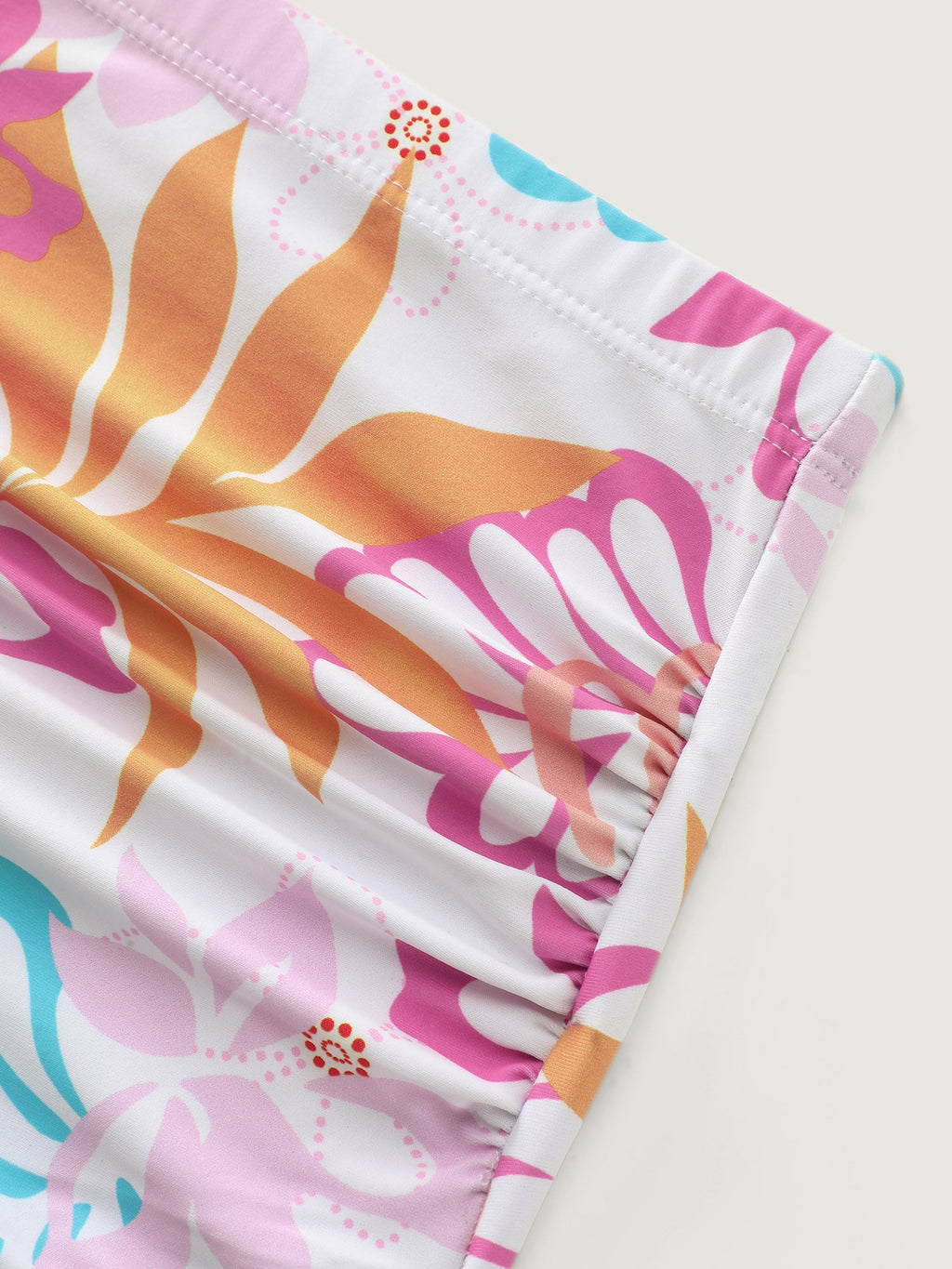 Playful Tropical Print Pockets Swim Dress