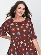 Floral Print Stretchy Knit Top