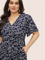 Bloom Dress - Flutter Sleeve Ditsy Floral Pocket Split Maxi Dress