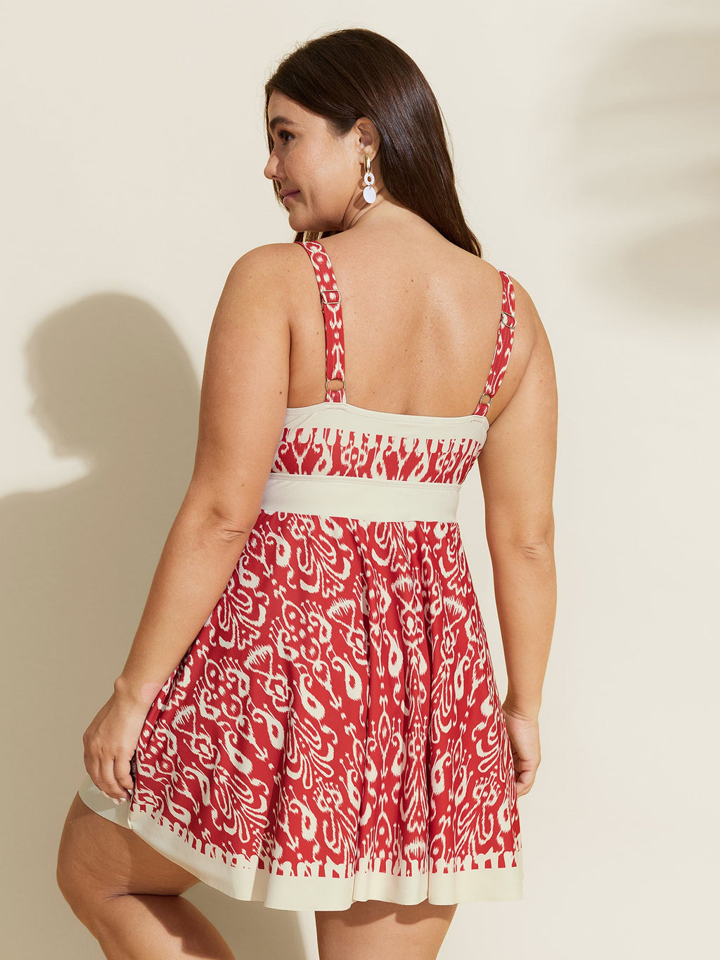 Boho Flower Print Surplice Swim Dress