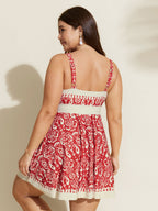 Boho Flower Print Surplice Swim Dress