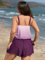 Color Gradient Adjustable Pockets One-Piece Swimsuit