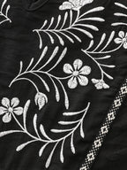 Supersoft Floral Embroidered Notched Collar Blouse