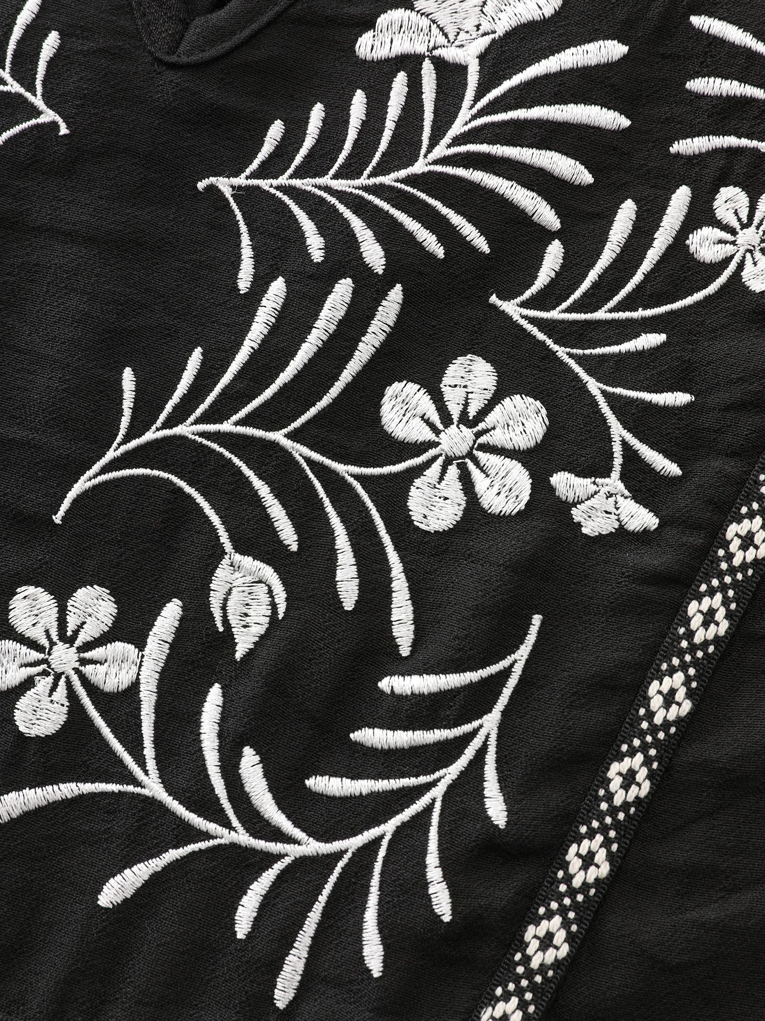 Supersoft Floral Embroidered Notched Collar Blouse