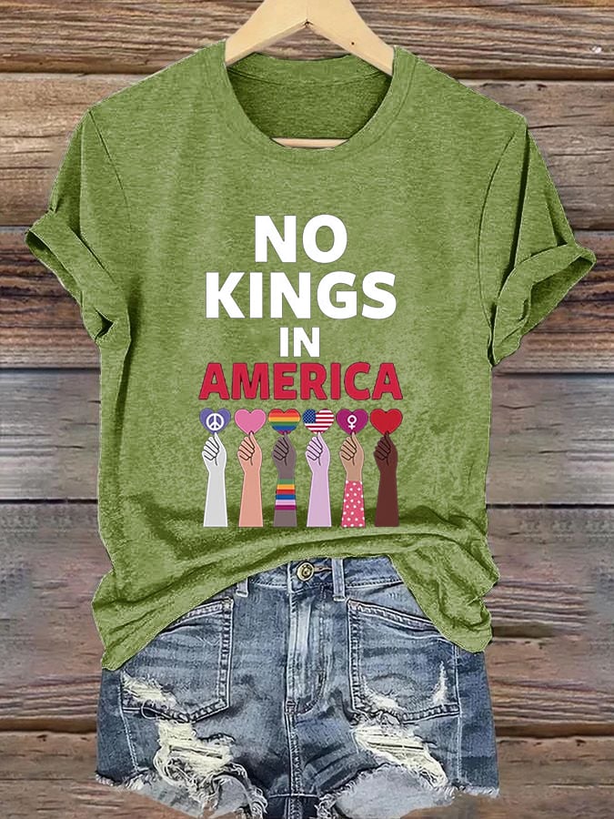 🔥Buy 3 Get 15% Off🔥Women's No Kings In America Print Caasual T-shirt