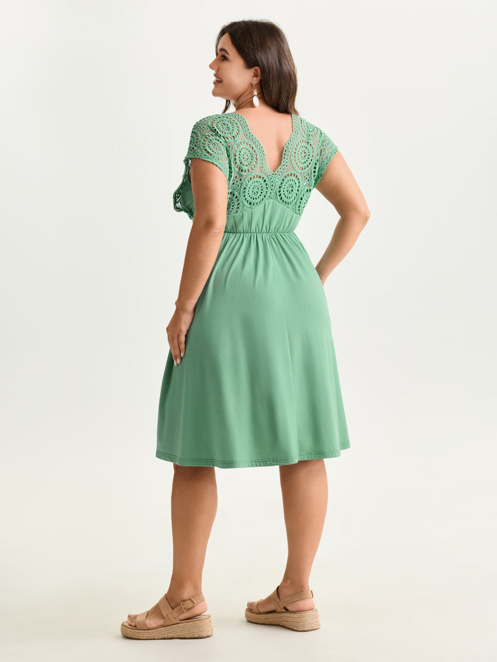Sheer Lace Sleeve Flowy Mini Dress