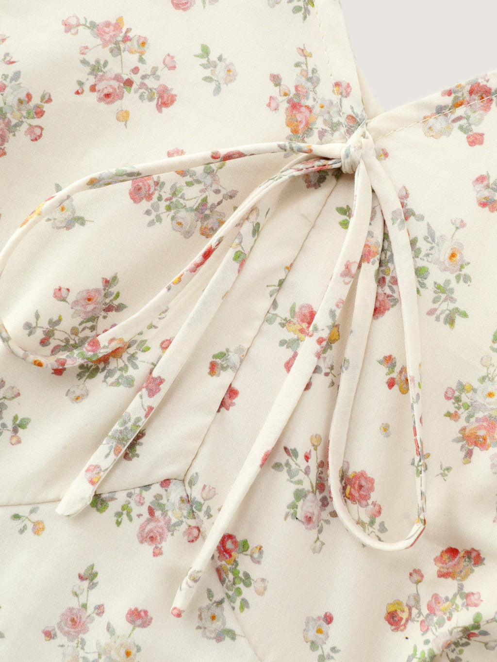 Sweet Floral Print Cinched-Waist Midi Dress