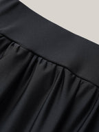 High Waisted Pockets Solid Pleated Swim Shorts