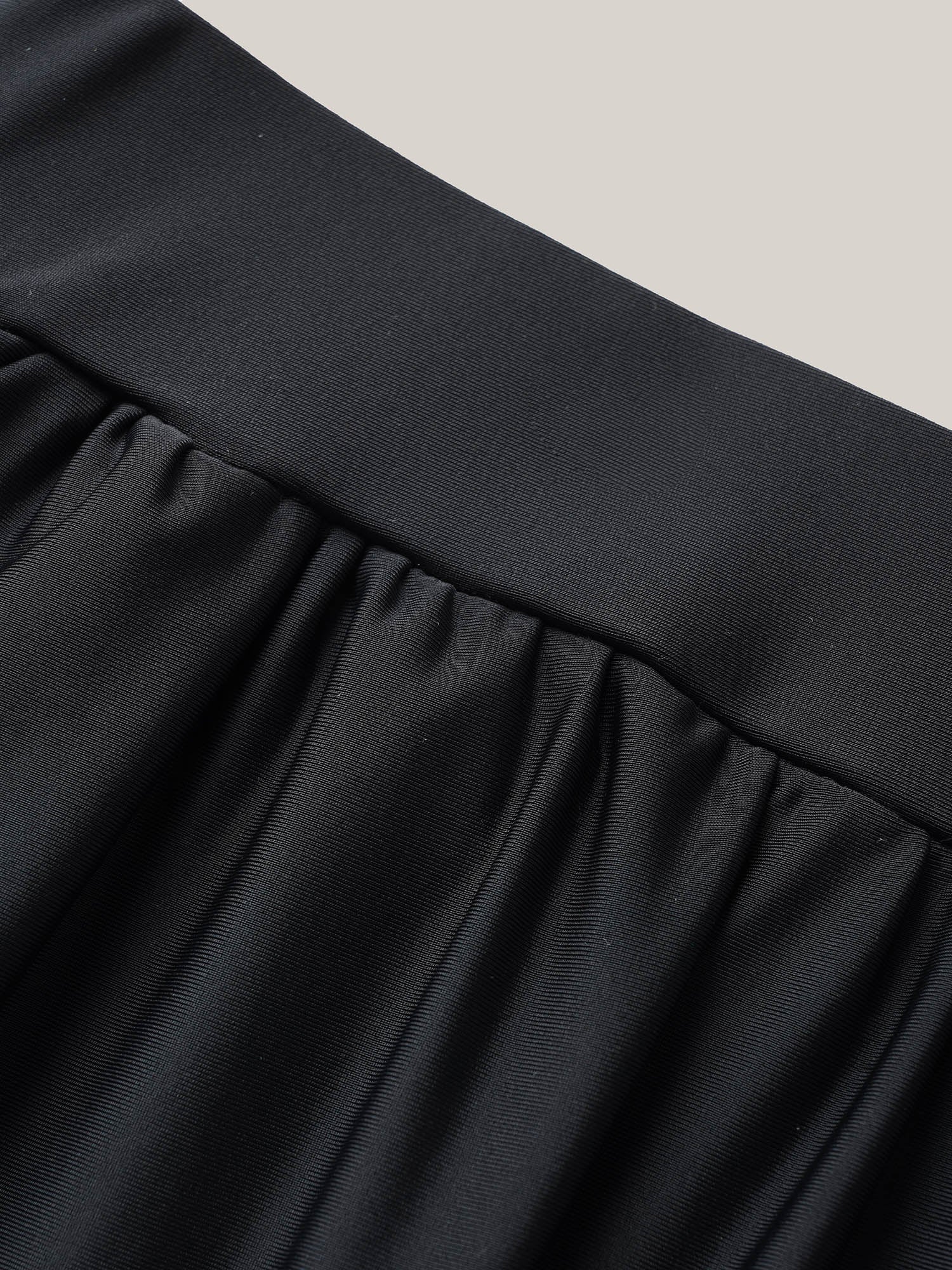 High Waisted Pockets Solid Pleated Swim Shorts
