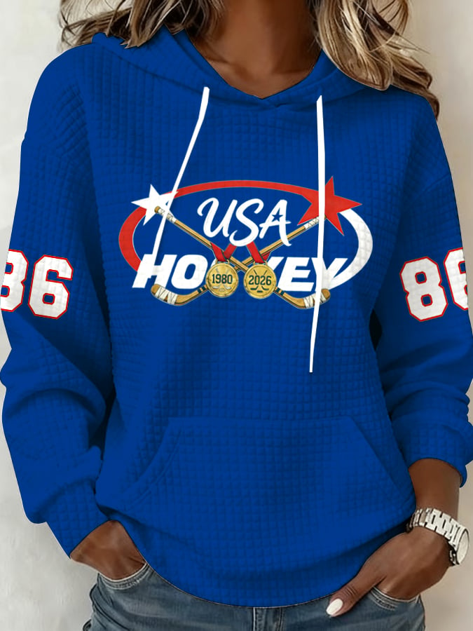 Women's Ice Hockey Print Casual Sweatshirt