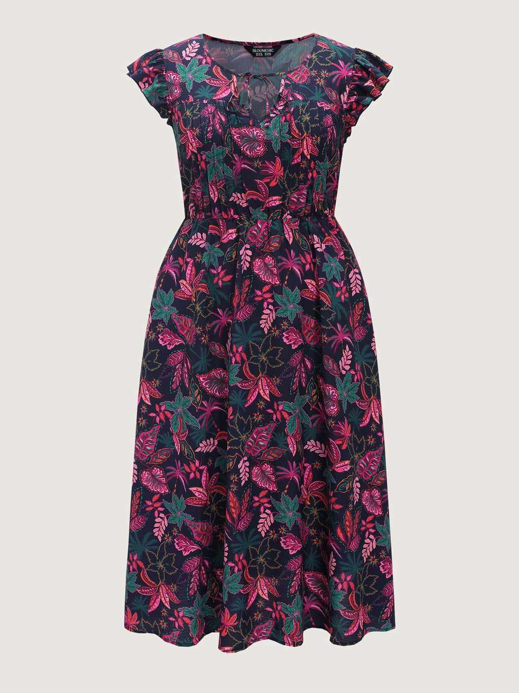 Floral Print Flutter Sleeve Flowy Maxi Dress
