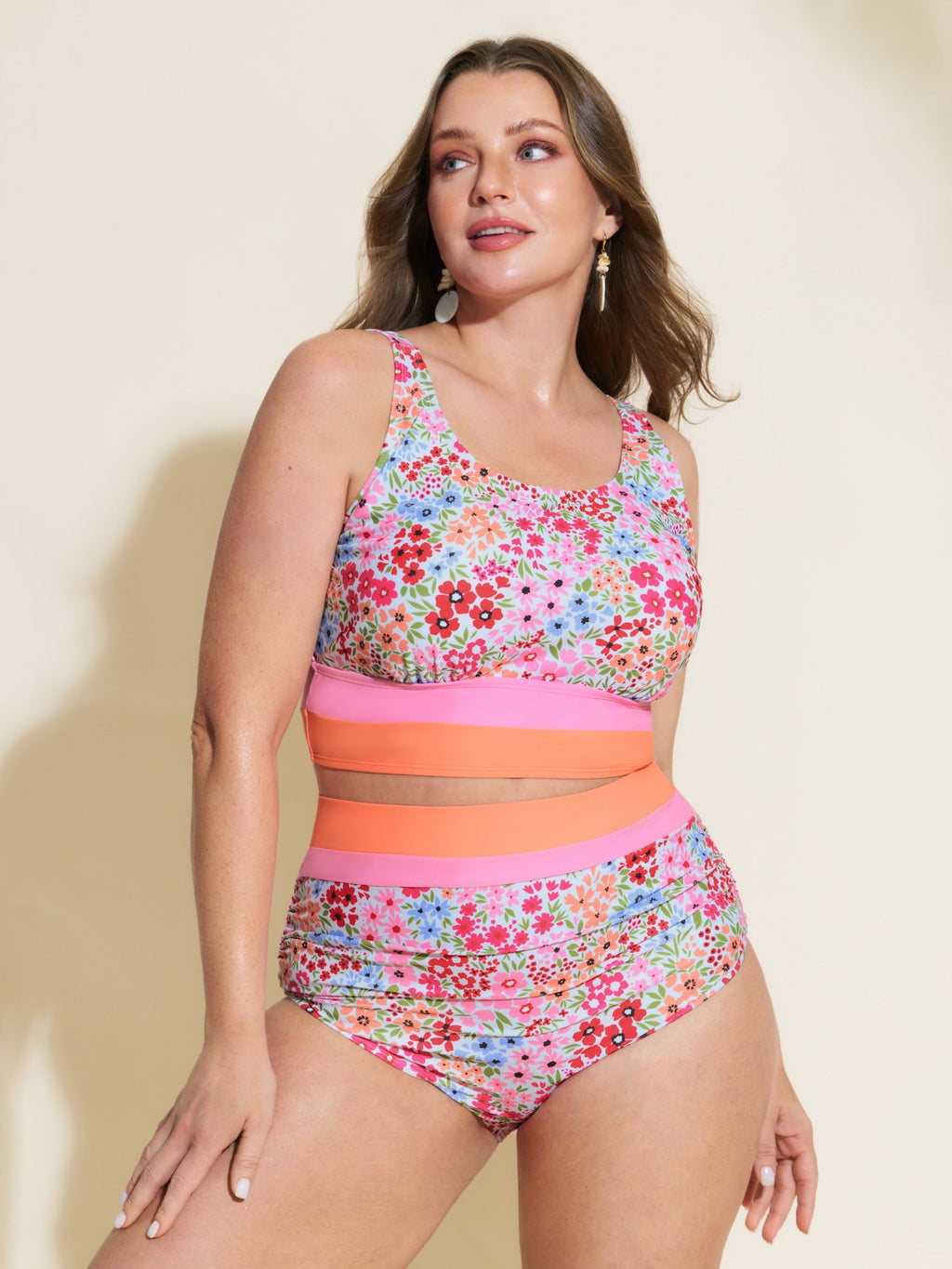 Floral Print Color Contrast Bikini Bottoms