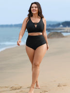 High Rise Ruched Plain Bikini Bottoms