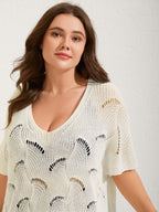 Cut-Out Solid V-Neck Swim Cover Up
