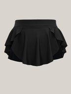 Layered Hips Coverage Slit Swim Skirt