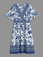 Floral Print Wrap-Neck Pocket Midi Dress