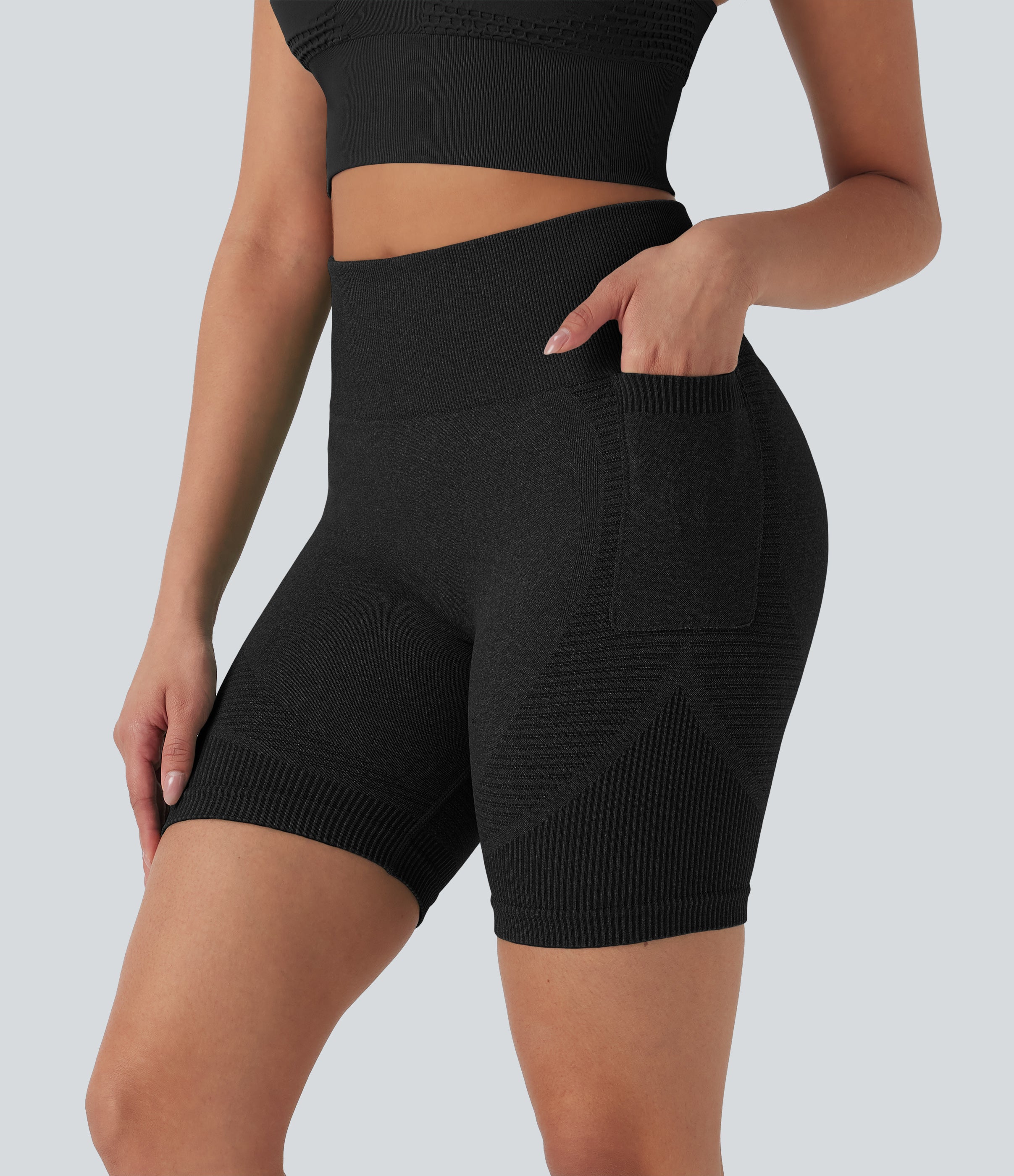 Seamless Flow High Waisted Yoga Biker Shorts 7'' with Pockets