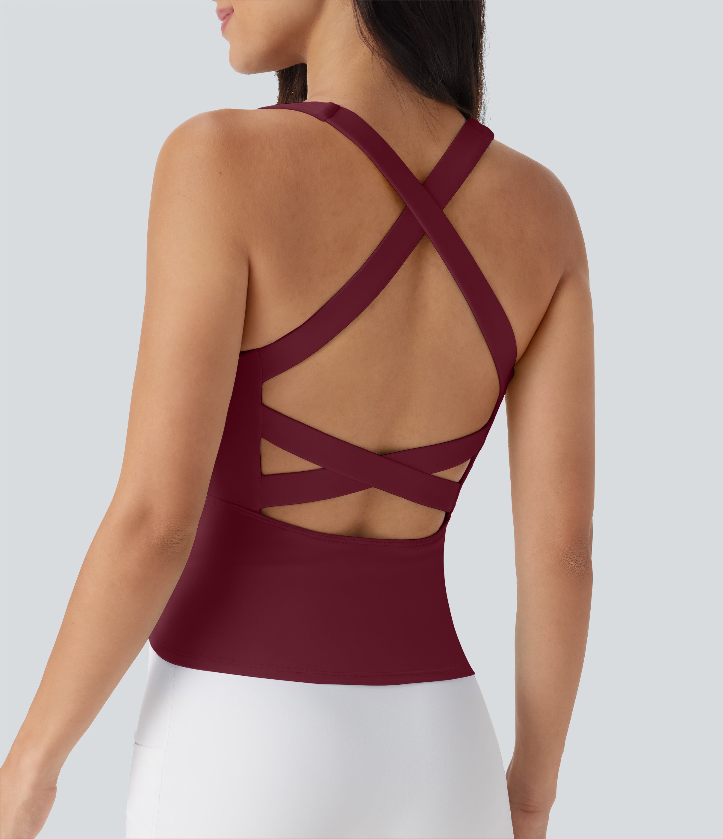 SoftlyZeroTM Airy Square Neck Cropped Cool Touch Running Tank Top-Longer Length-UPF50+