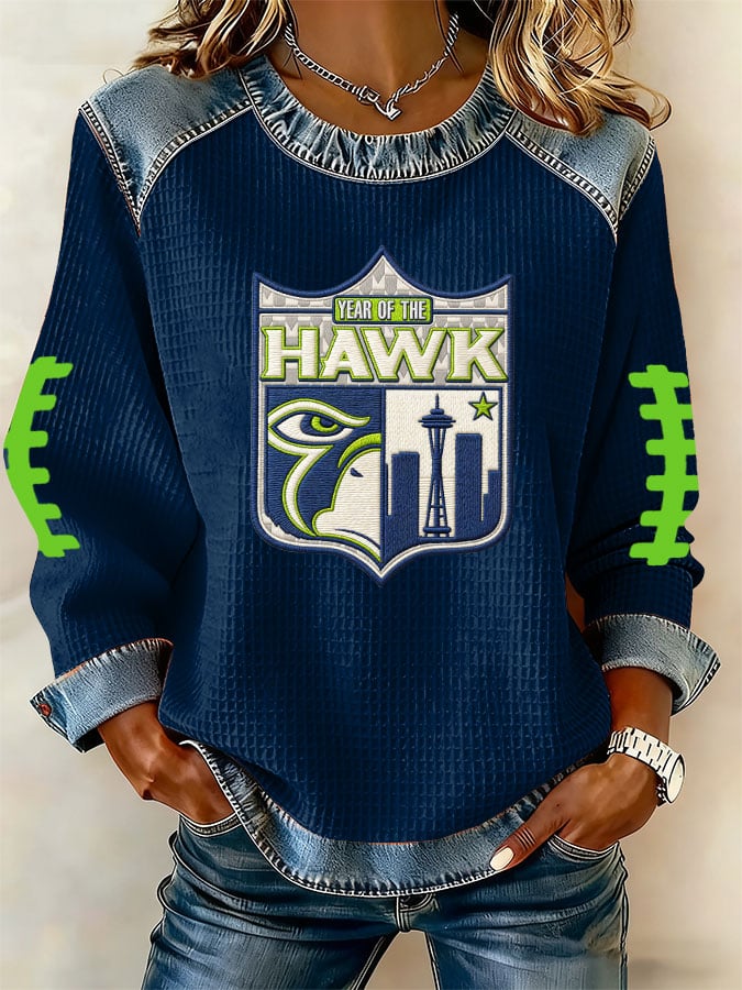 Women's Football Print Long-Sleeved Sweatshirt