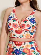 Playful Floral Embroidered Bikini Top