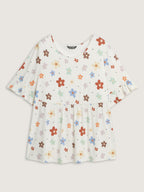 Floral Print Stretchy Knit Top