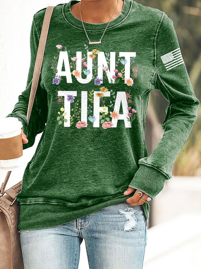 Retro Aunt Tifa Print Sweatshirt