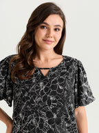 Floral Print Layered Ruffled Sleeve Blouse