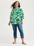 Sweet Floral Print Button Front Blouse