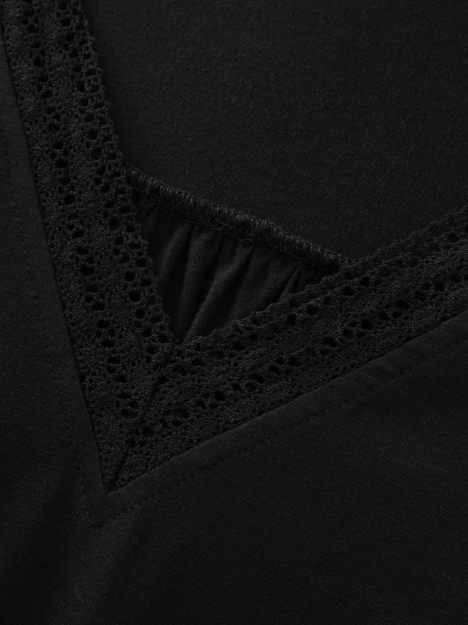Supersoft Stretchy Draped Lace Trim Plain T-Shirt
