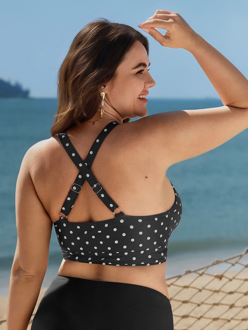 Polka Dots Deep V-Neck Bikini Top
