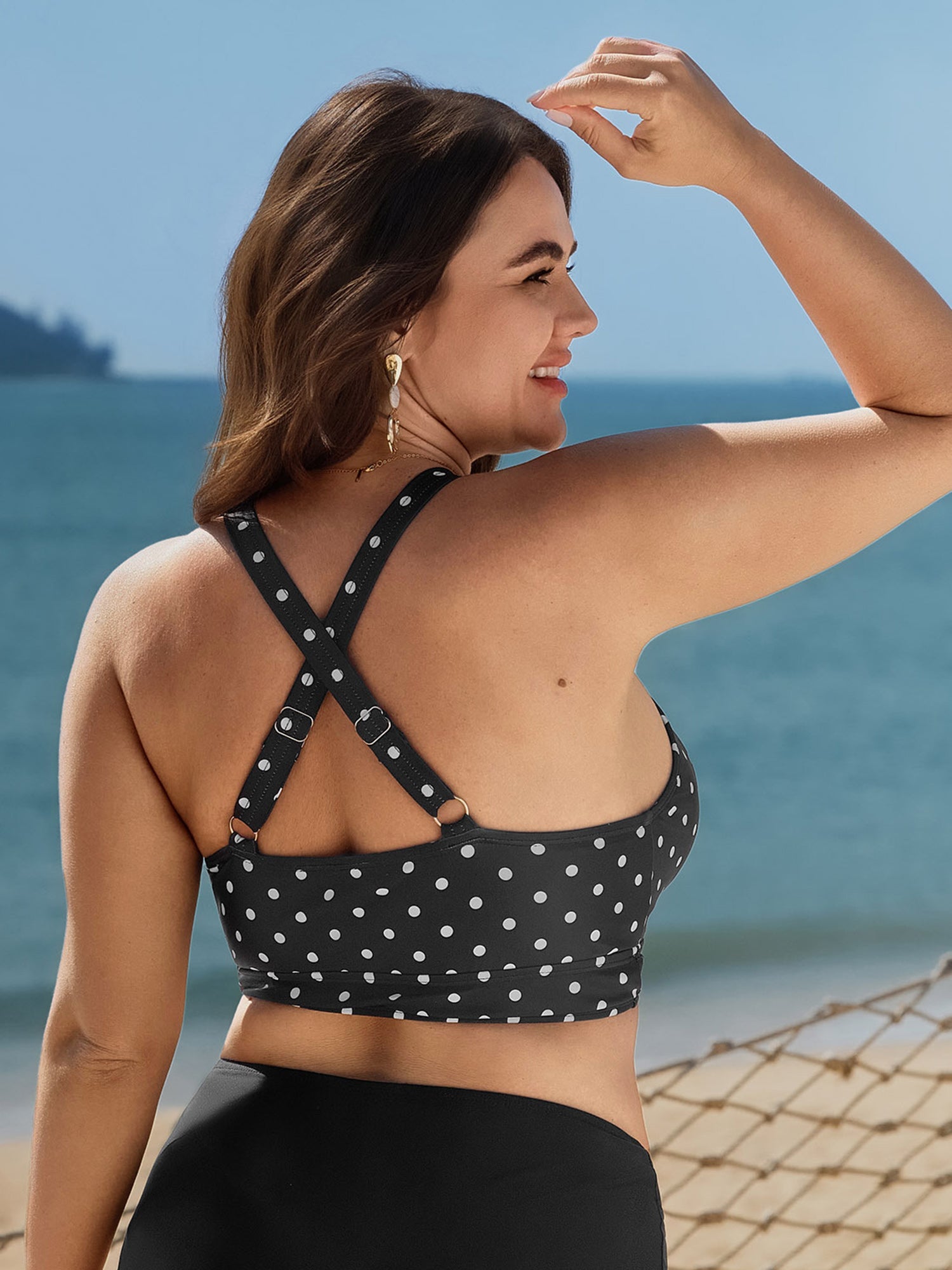 Polka Dots Deep V-Neck Bikini Top