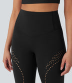 UltraSculptTM Cool Quick Dry High Waisted Tummy Control Ventilation Perforated Yoga Leggings-UPF 50+