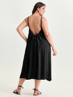 Backless Flowy Cami Plain Midi Dress