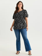 Floral Print Layered Ruffled Sleeve Blouse