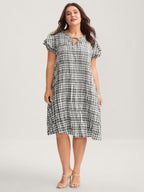 Sweet Plaid Pattern Pockets Mini Dress