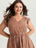 Pure Cotton Floral Embroidered Midi Dress