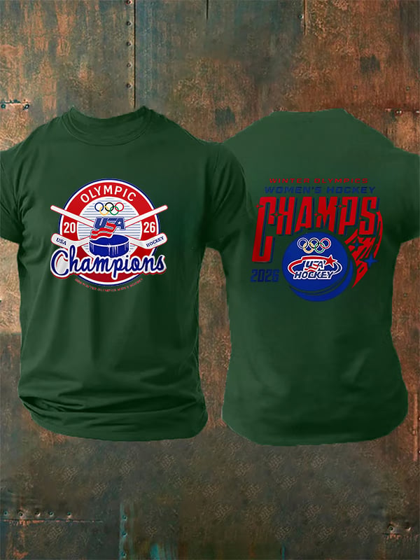 Men's  Ice Hockey Print Casual T-Shirt