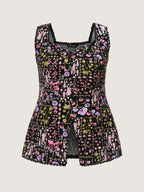 Floral Print Lace Trim Tank Top